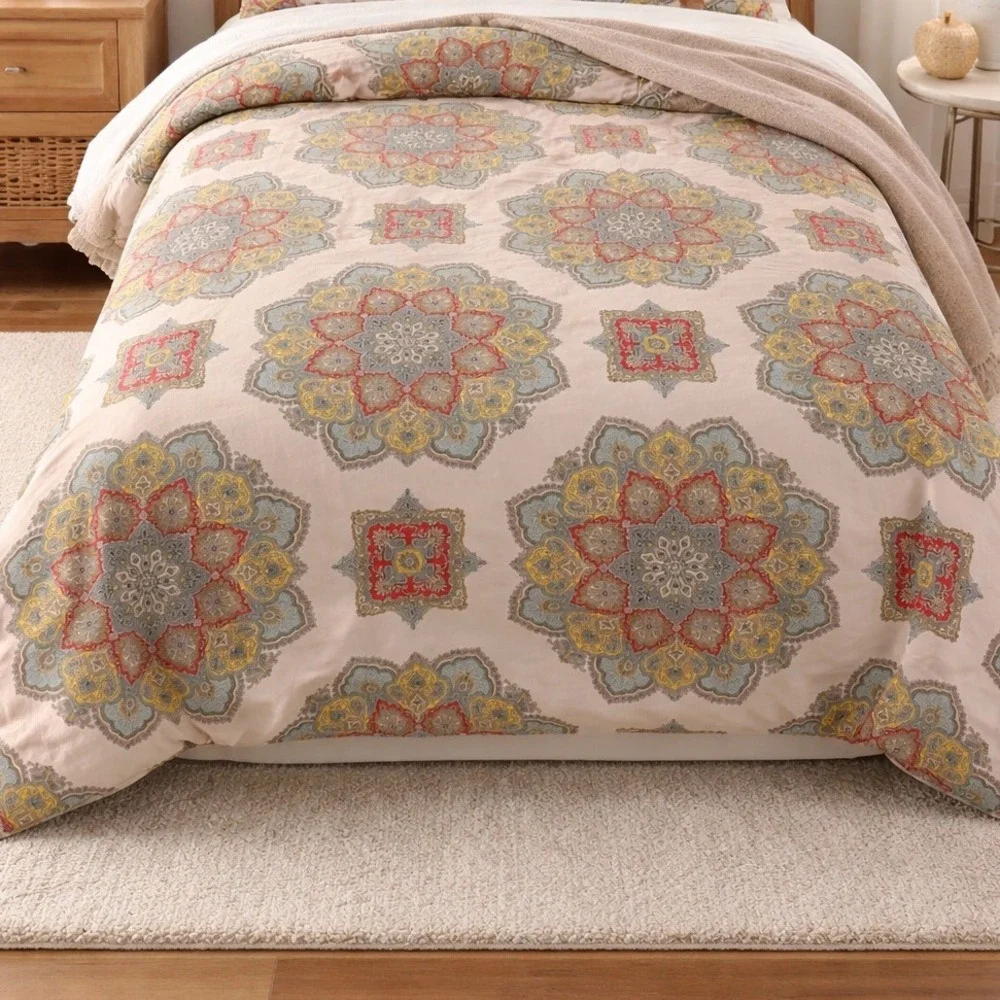 Echo‎ Twin Duvet Cover 100% Cotton Medallion Paisley Boho Multicolor 87x68